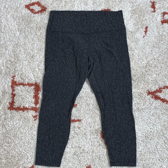 Lululemon- Sz 14- Cropped-ish Aligns- Black Cheetah Print- Pilling - Picture 3 of 12